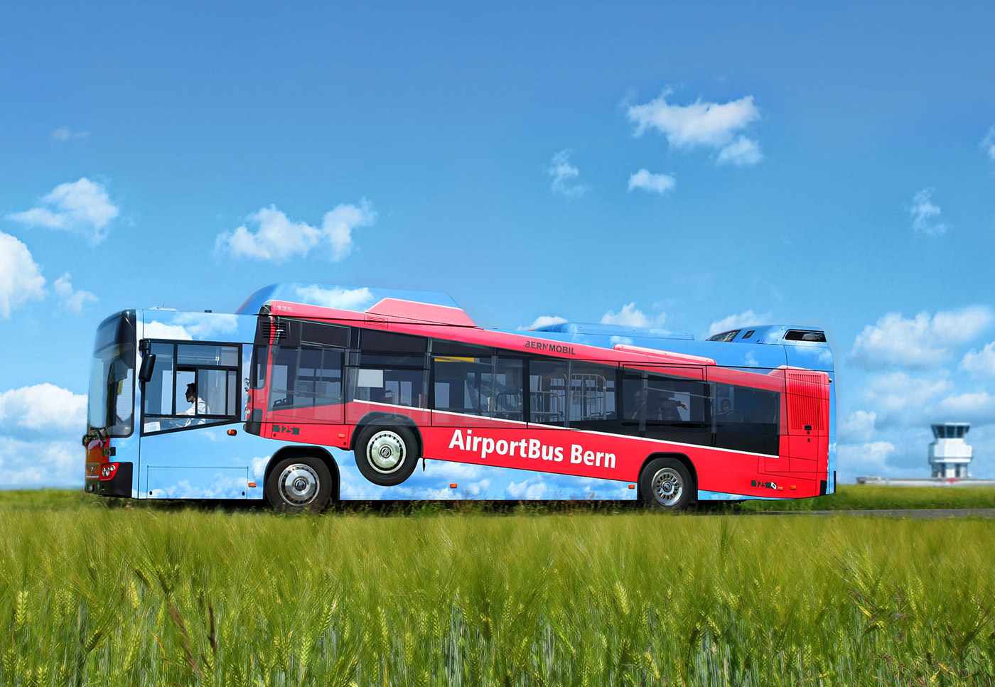 Реклама автобусной линии в аэропорт Берна (Швейцария)